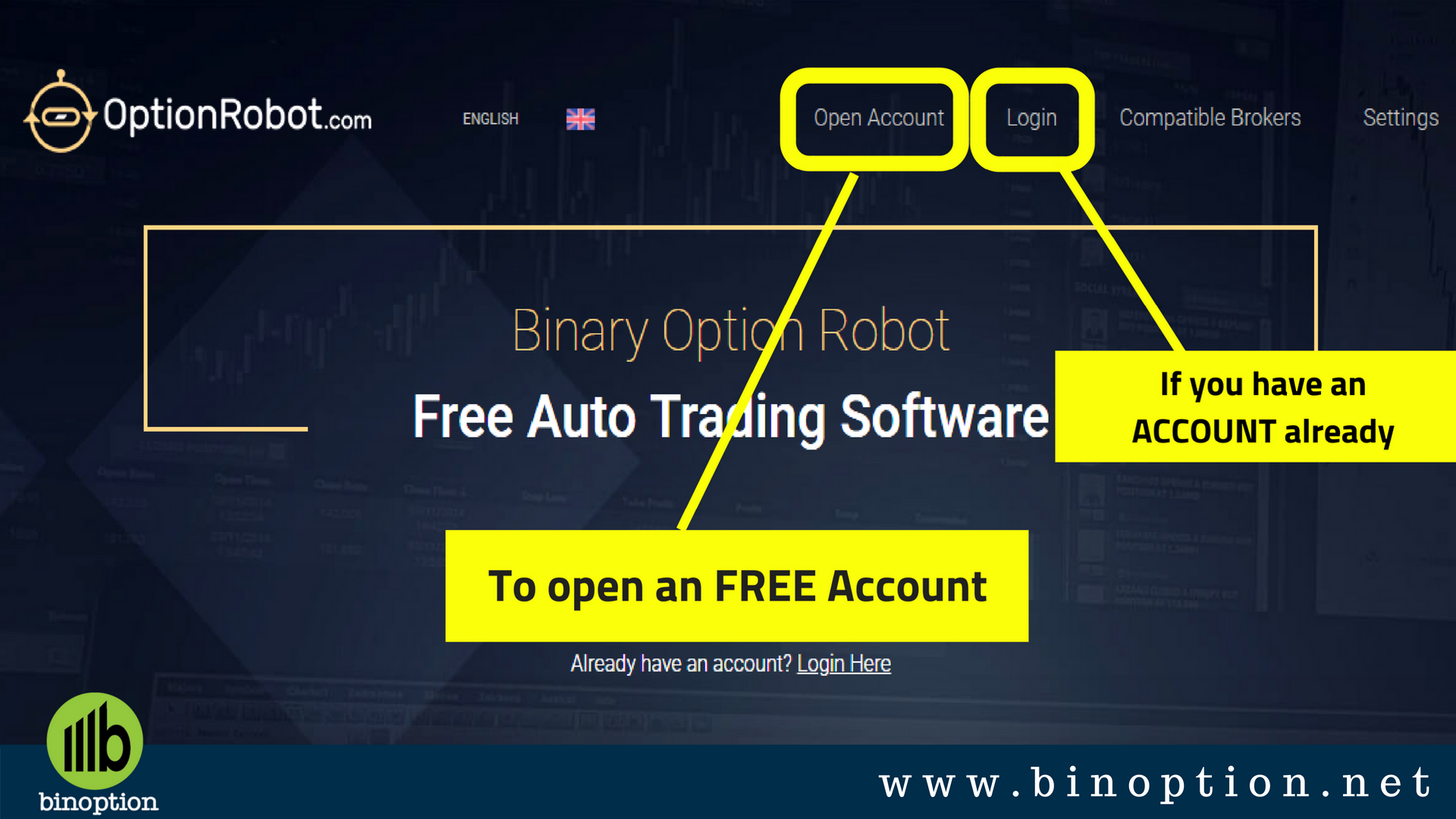 After opening the main homepage of Option robot, you will find two ...
